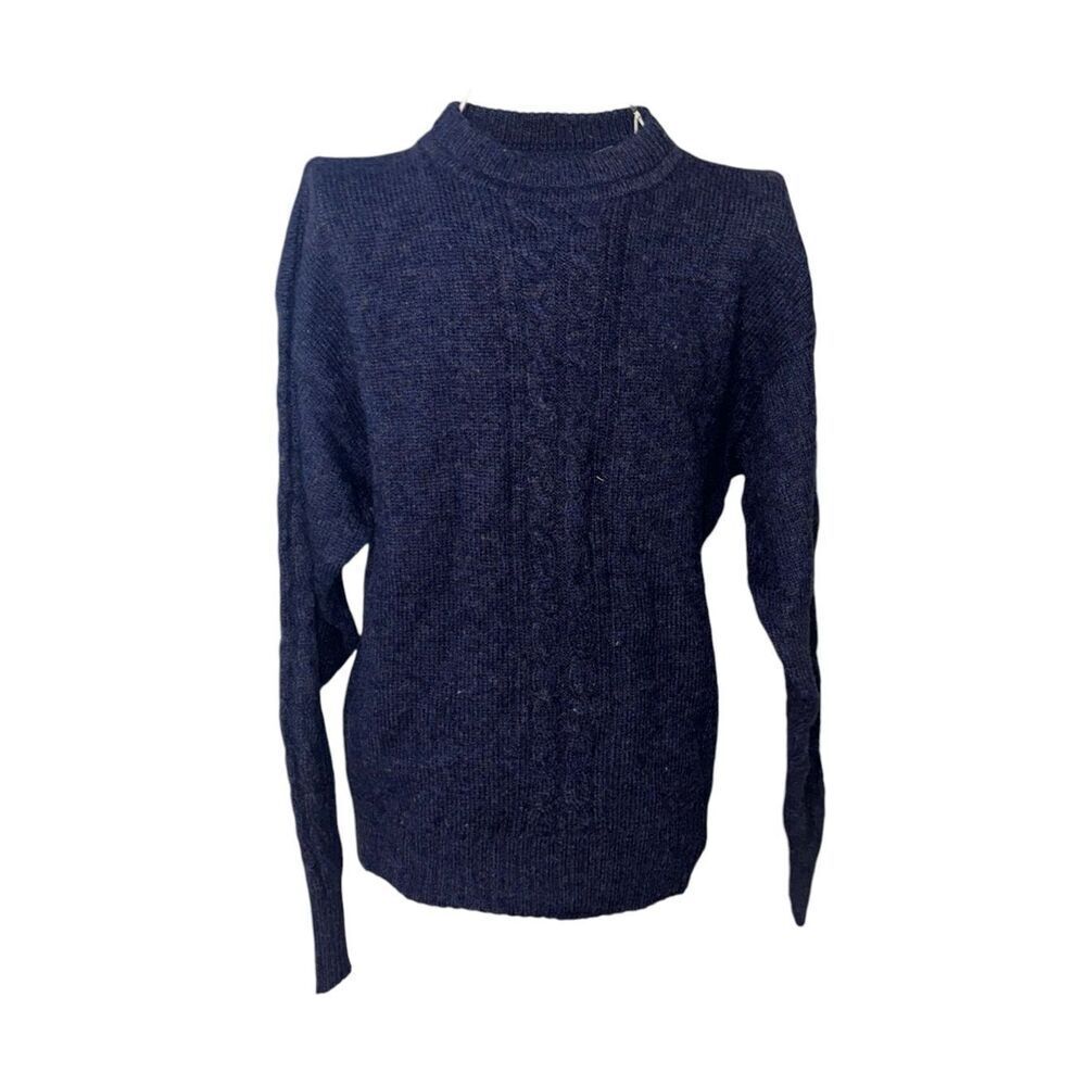 Rare Crew 100% SHETLAND WOOL PULLOVER Sweater Mens Blue size large